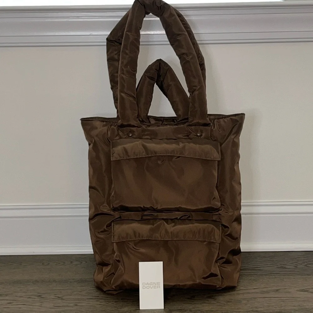 Dagne Dover Brown Puffer Tote Bag - Picture 4 of 10